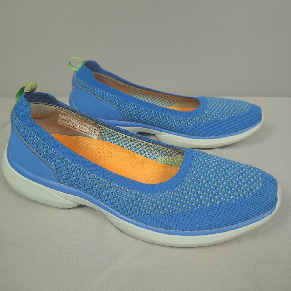 Vionic Kallie Slip-On Flats Women 8 Blue Green Knit Loafer Sneaker Comfort Shoes